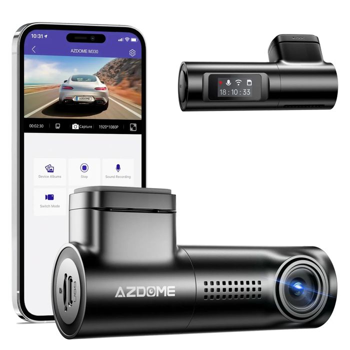Camera auto de bord AZDOME M330 FHD 1080P, WiFi, G-sensor, ecran