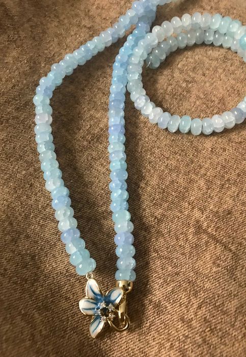 Colier si bratara din rondele agat albastru deschis