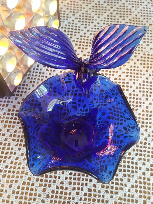 Пепельница или ваза синее стекло