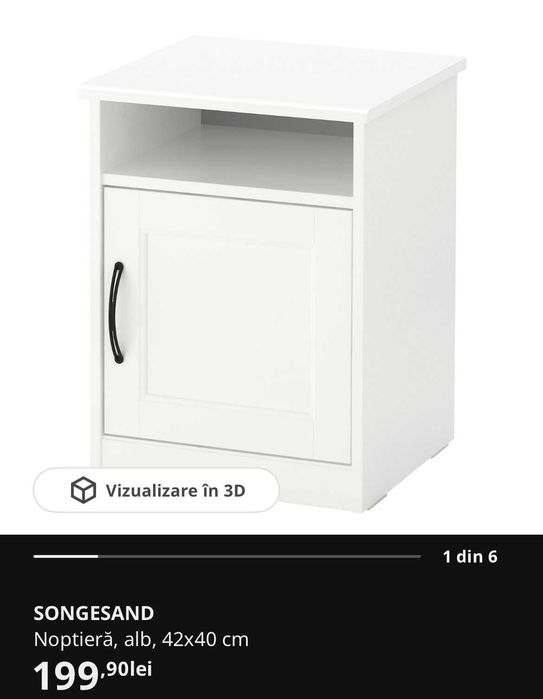 Set dormitor IKEA SONGESAND – comodă 6 sertare + 2 noptiere, alb