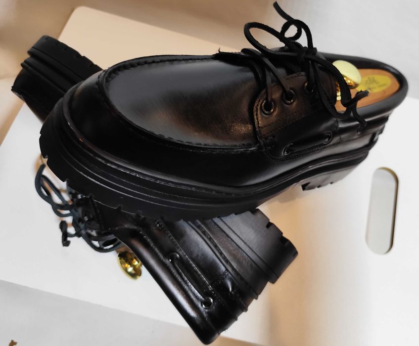 Pantofi derby 42 42.5 lace up ZARA NOI piele naturala negru