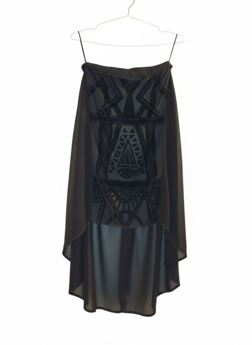 Fusta goth asimetrica cu imprimeu geometric din catifea