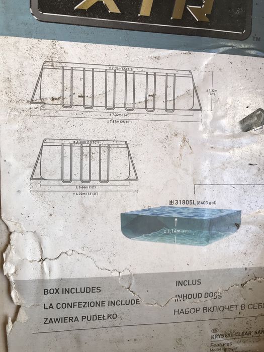 Vand piscina Intex lungime 7,32 m latime 3,66 m adancime 1,32-1,5 m