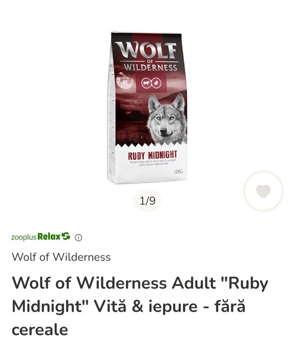 Mancare dieta caini Wolf of Wilderness, 12kg, vita si iepure