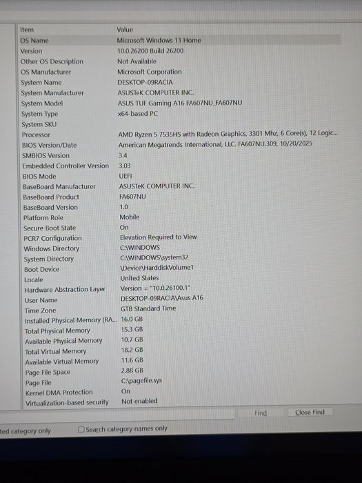 Laptop Gaming ASUS TUF A16 RTX 4050 Ryzen 5 7535hs 16 GB DDR5