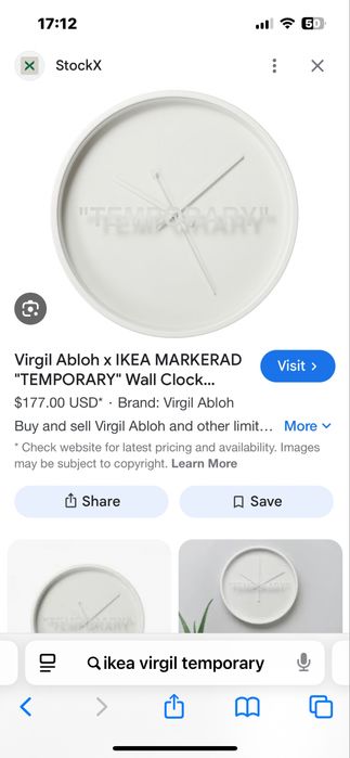 Virgil Abloh X IKEA "TEMPORARY" часовник trapstar corteiz supreme bape