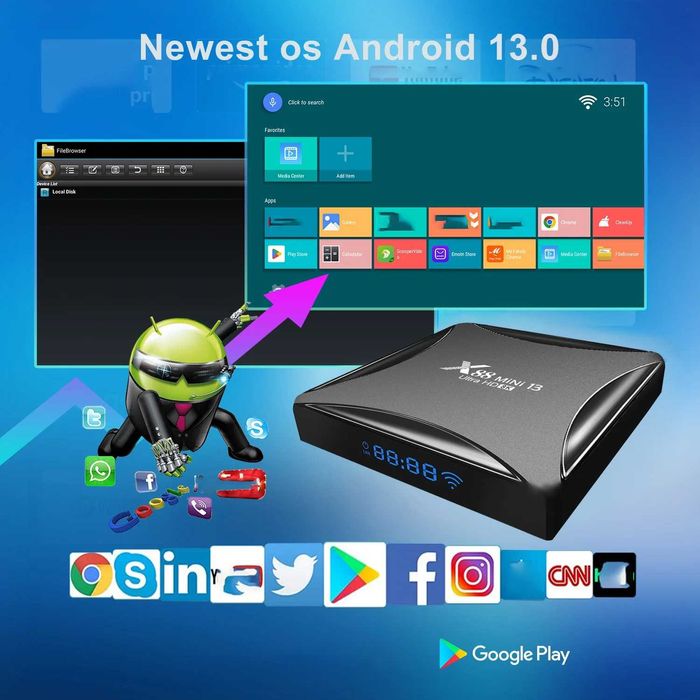 TV Box ТВ бокс LEMFO X88 MINI RK3528 Android 13 8K Wifi BT 4GB/64GB