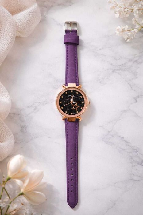 Set ceas mov elegant + bijuterii cu pietre mov