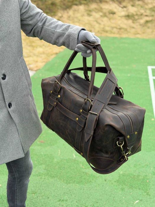 Geantă de călătorie din piele naturală. Duffel Bag. Leather Weekender