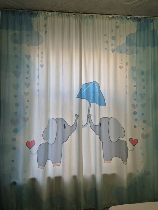 Vând draperii premium copii elefanți 2 bucati de 246×140