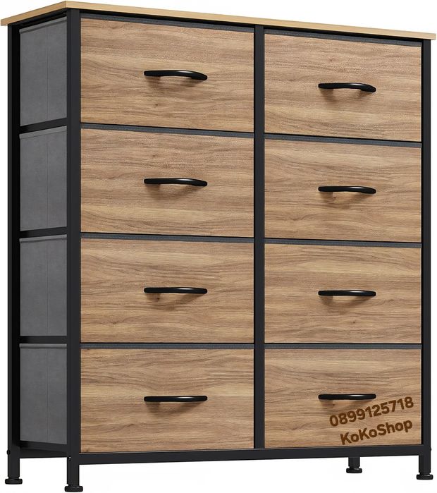 Етажерка/скрин с текстилни кутии-65x30x72.3 см./етажерка с осем чекмед