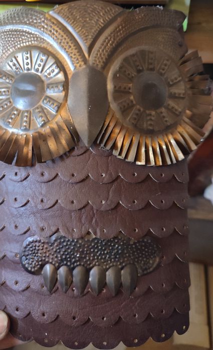 Копилка винтажная виде совы деревом медь