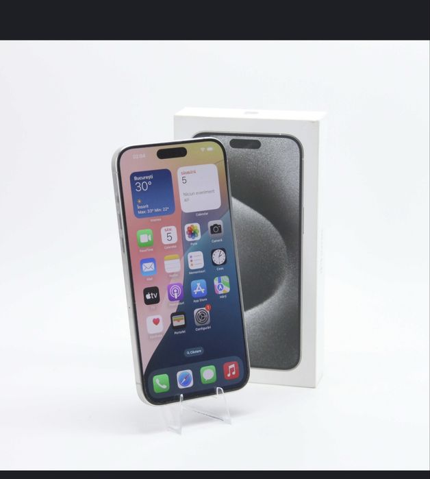 Iphone 15 pro max white 256 baterie 88% factura garantie emag 03.2027