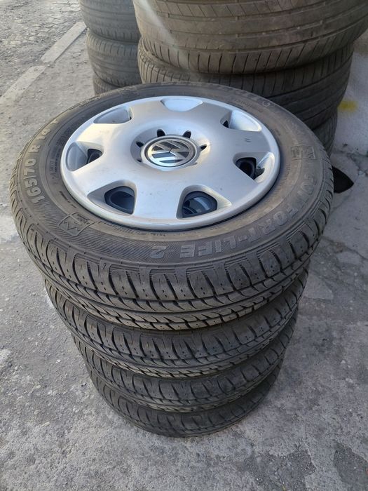 VW Polo  5×100-14" Жл.джанти с гуми+тасове
