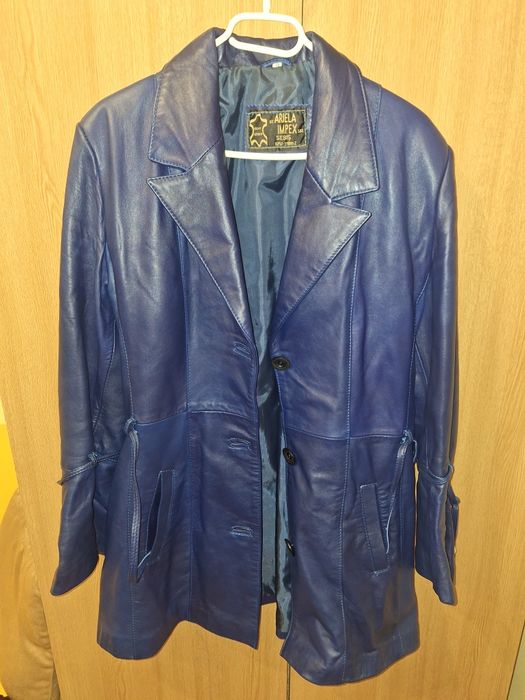 Geaca piele bleumarine pentru dama, marime 52