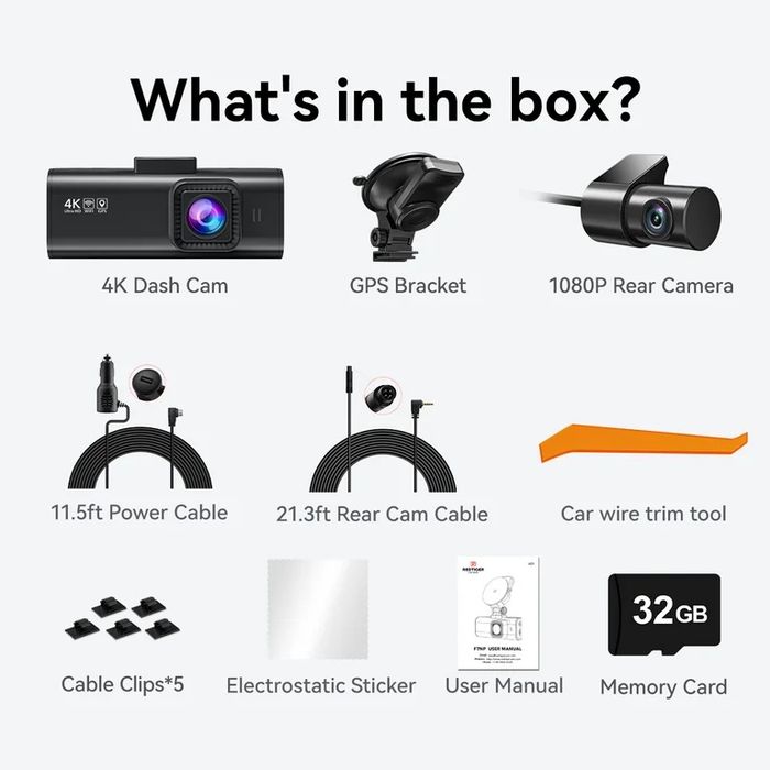 Camera Auto de Bord RedTiger F7NP Duala Fata/Spate, 4K GPS WiFi Bluetooth Aplicatie, Night Vision - Noua sigilata!