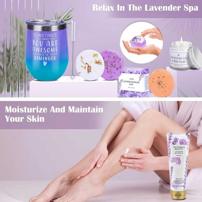 Подаръчен комплект за жена спа вана релакс рожден ден подарък лавандул