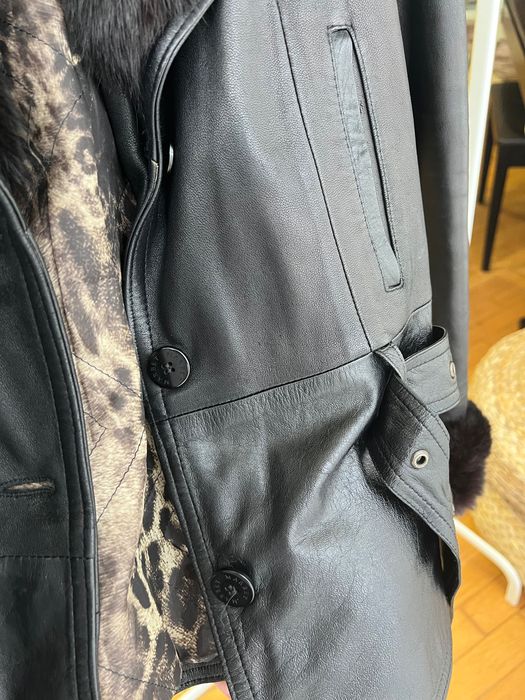 Кожено яке с естествен косъм