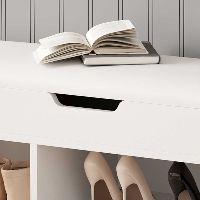 Шкаф за обувки Puzzle-home HM2478, ПДЧ, Бял, 100x30x44Hcm.