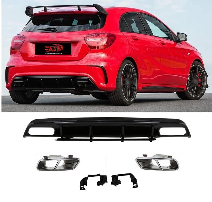 ДИФУЗЬОР и накрайници Mercedes  A45 amg  A-CLASS W176 ЧЕРЕН ЛАК
