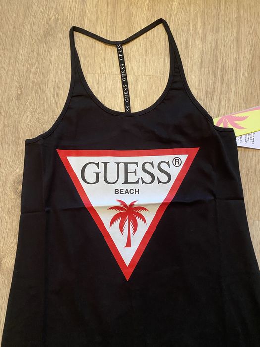 Дамска плажна рокля Guess, размер S, бяла и черна