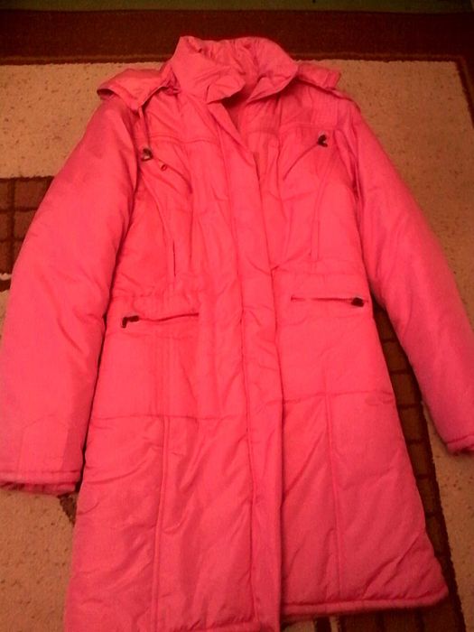 Geaca lunga de iarna fete 12-14 ani, roz, calduroasa
