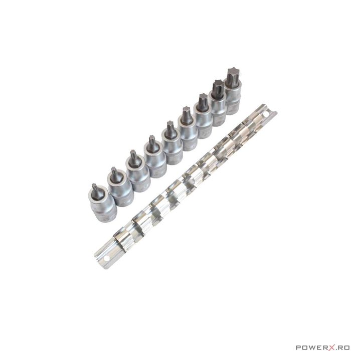 Set chei tubulare tip torx, TX20 - TX60, 1/2", 9 piese, Asta