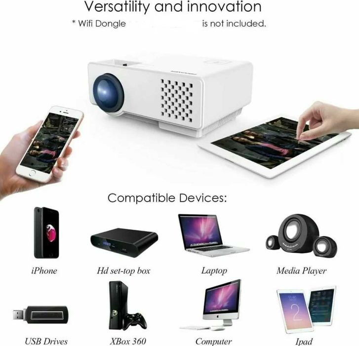 Проектор DBPOWER RD810 до 176" дисплей, 1080P HD проектор