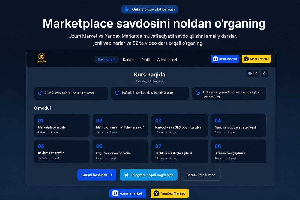 Tayyor onlayn ta'lim biznesi sotiladi (sayt + 15K Instagram)
