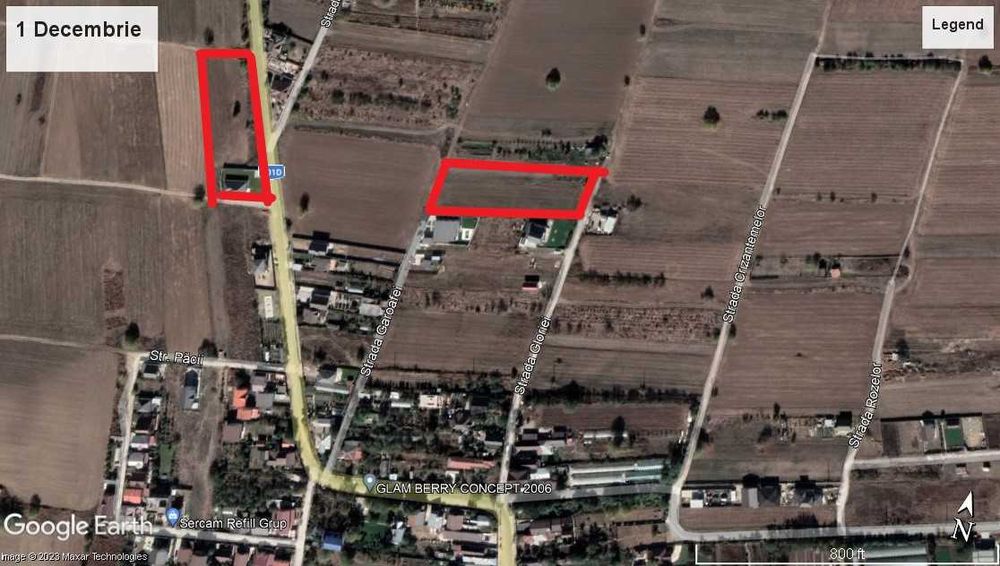 Teren 1 Decembrie utilitati gaze apa curent asfalt