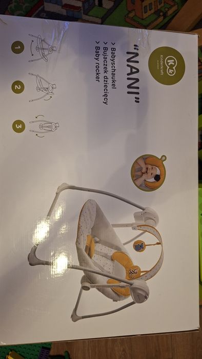 Leagan portabil 2 in 1 Kinderkraft Nani, cu conectare la priza, Galben