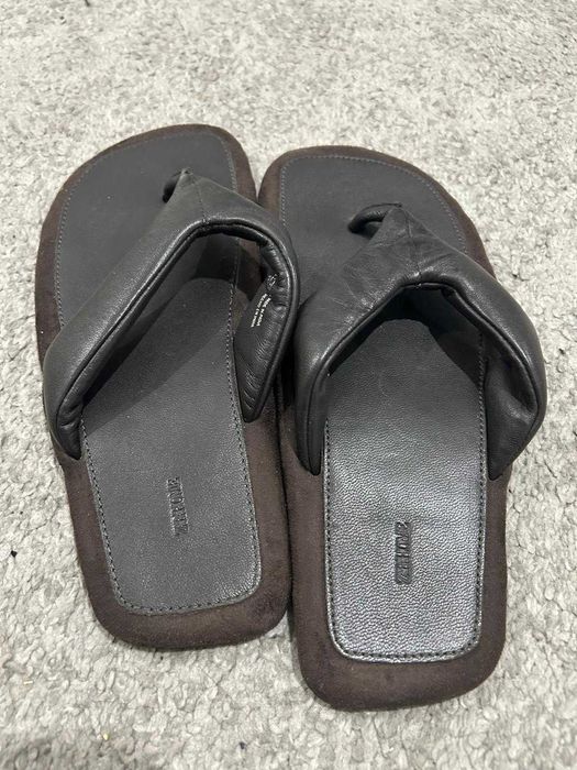 Papuci Zara Home maro piele intoarsa