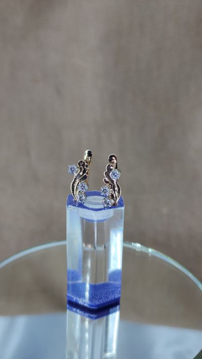 Ссср1989год Львовский ювелирный заводские серьги с фианитом