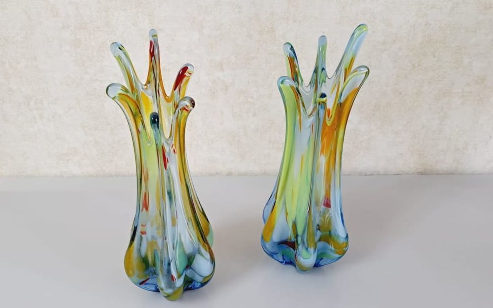 Вазы цветное стекло