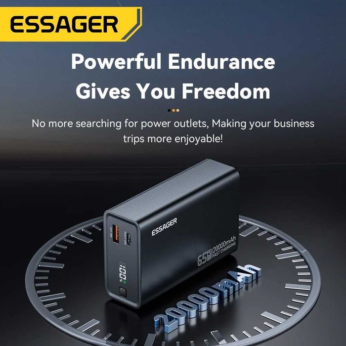 Външна батерия Essager, 20000mAh, 65W