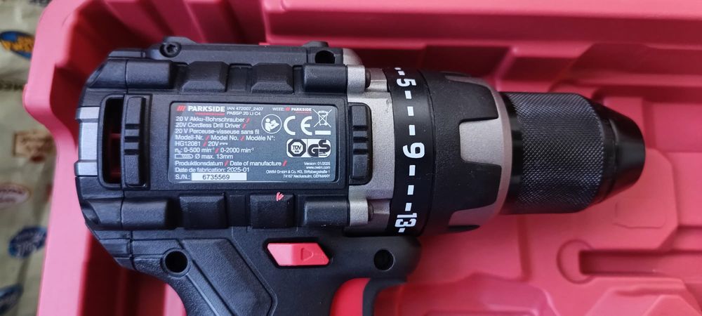 Bormasina parkside performance filetanta fara impact pabsp20lic4 solo compatibila 20v pistol