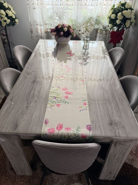Set mobilier living / dining din PAL – aspect modern, culoare stejar gri