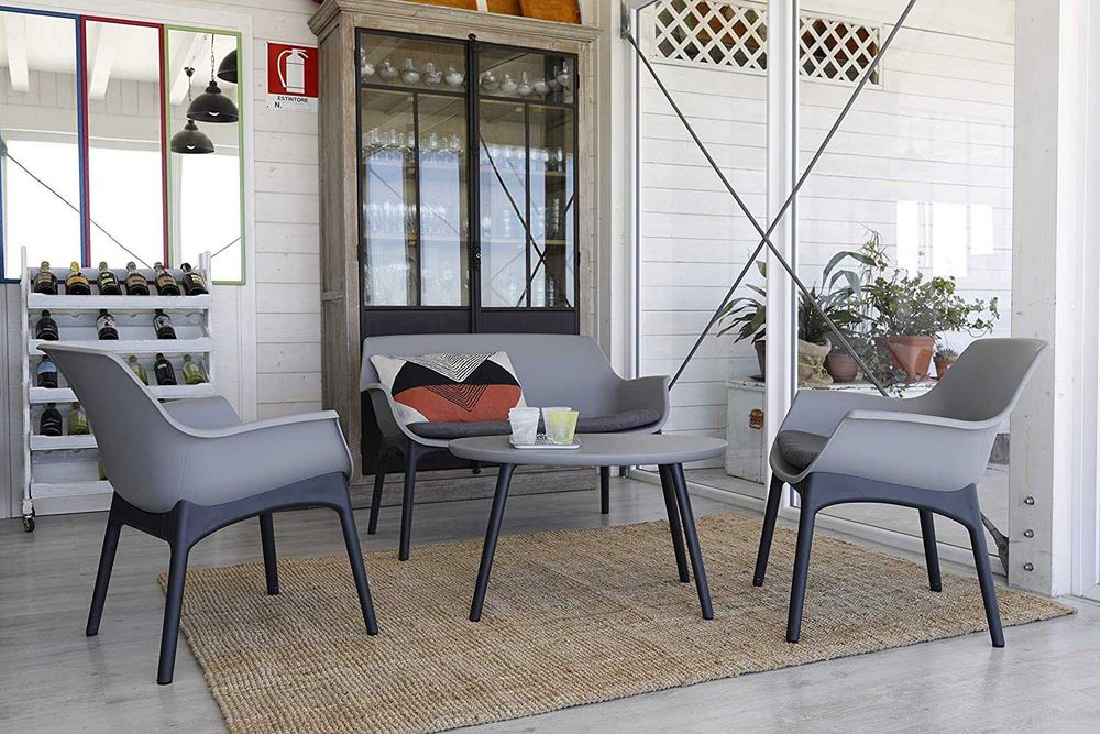 Canapea 2 persoane + Perna Grafit/Antracit Mobilier Gradina Bica Luxor