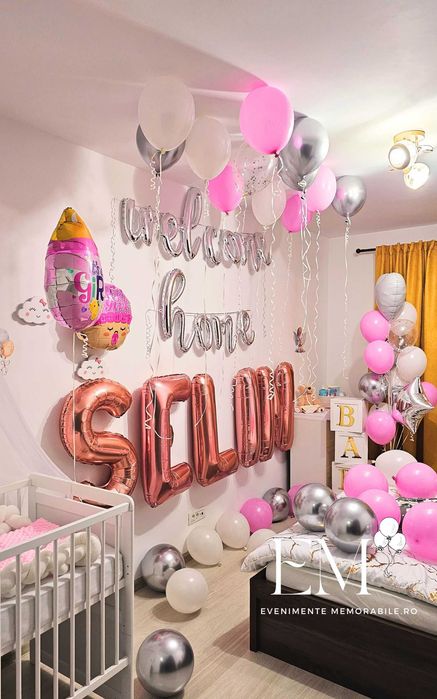 Decor Baloane Camera Nou Nascut Bebelus, Baby Shower, Baloane New Born
