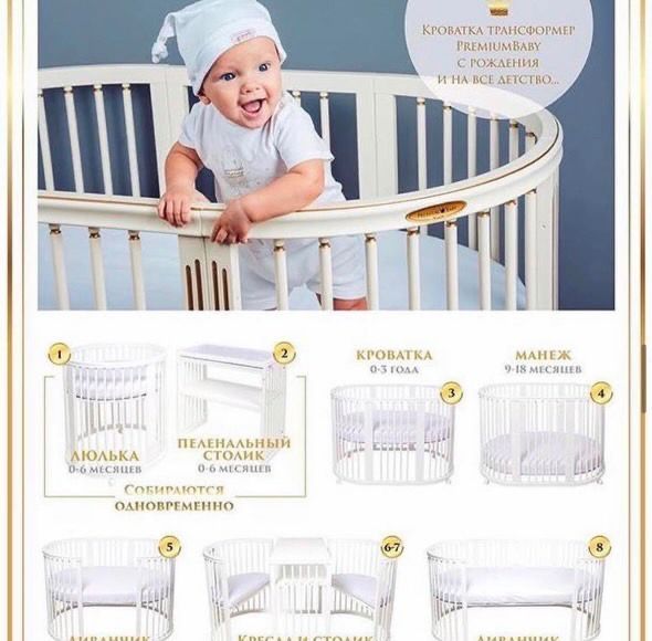 Кроватка трансформер Premium baby