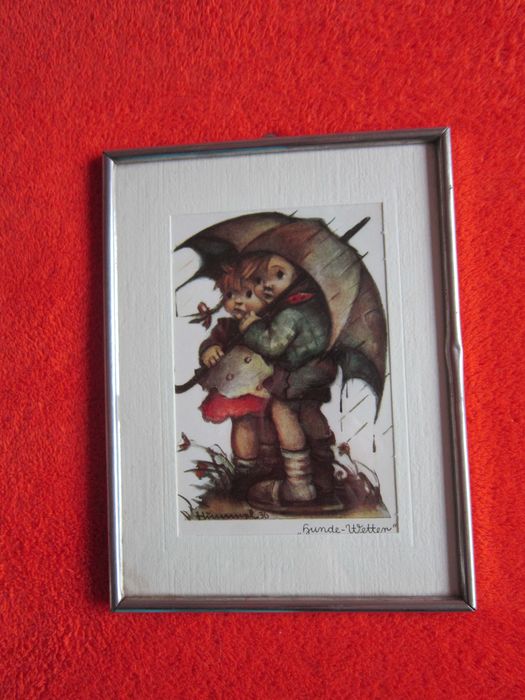 cadou rar  print original Hummel Germania 1950 tablou vintage