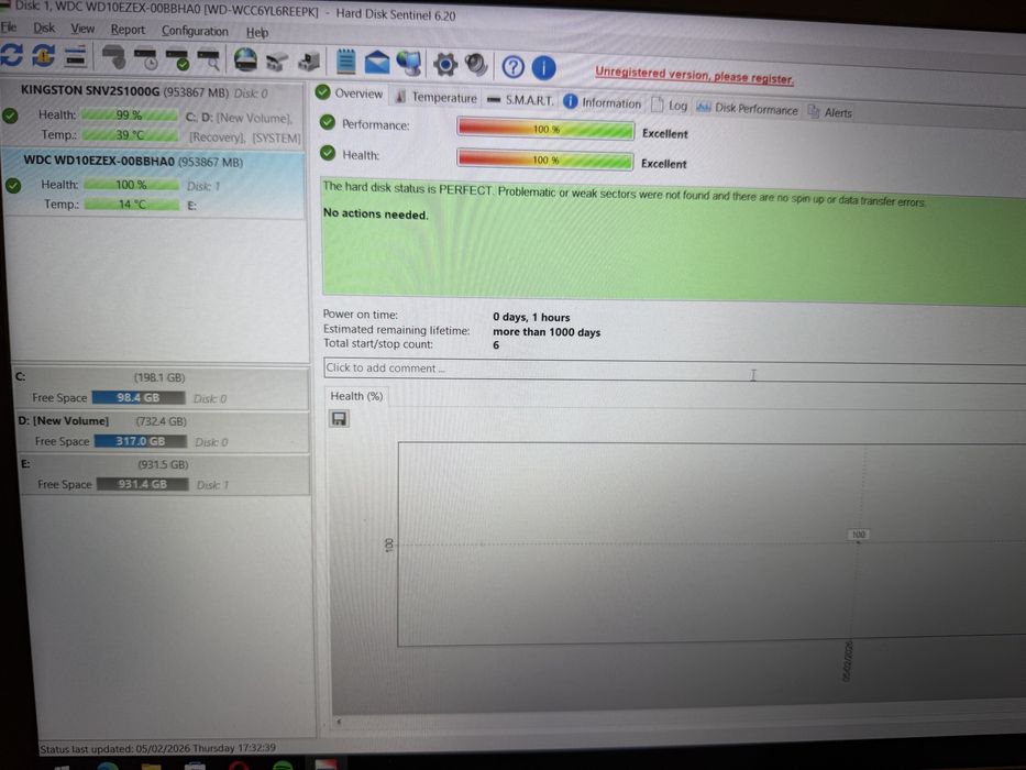 HDD Toshiba Western Digital 1Tb 7200 rpm 6Gb sata3 64MB Buffer Noi
