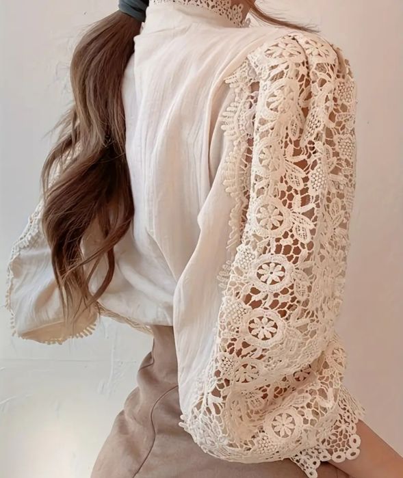 Дамска дантелена блуза/риза в  бяло, мента или коралово