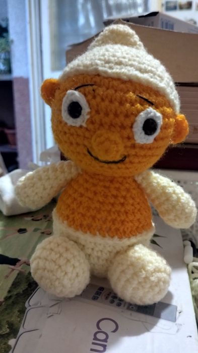 Плетена играчка за деца - Малко смърфче - 13 см.