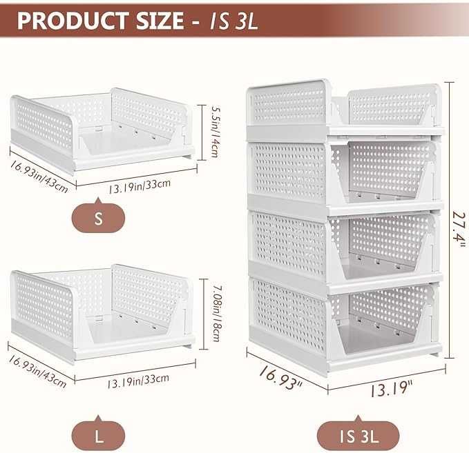 Set 2 cutii depozitare pliabile, plastic, pentru dulap, haine, bucatarie, baie, Alb