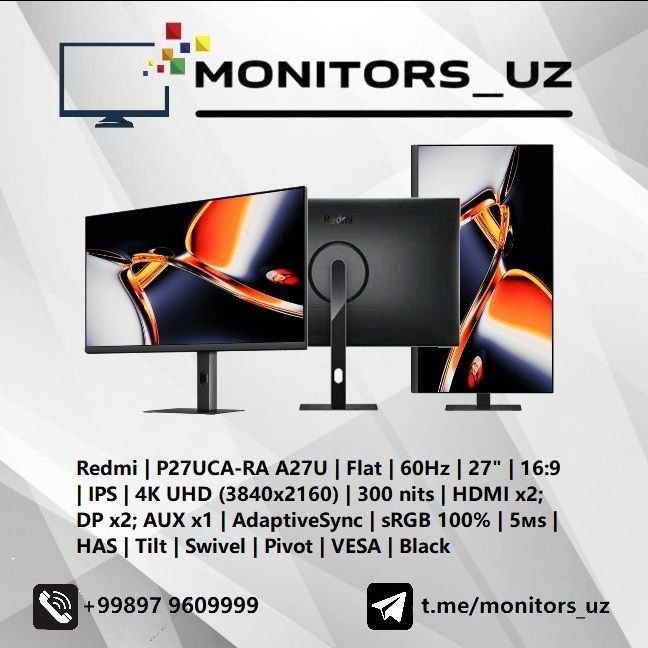 [NEW] монитор Redmi A27U IPS 4K 60Hz