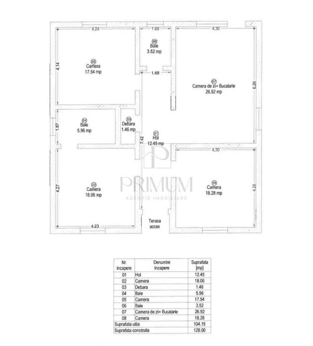 Parta- 4 camere- incalzire in pardoseala- toate utilitatile