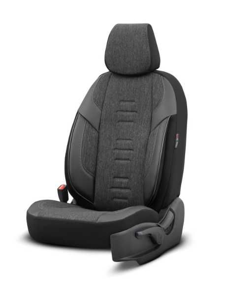 Луксозна тапицерия OTOM текстил с еко кожа THRONE Design – Черна със сив шев