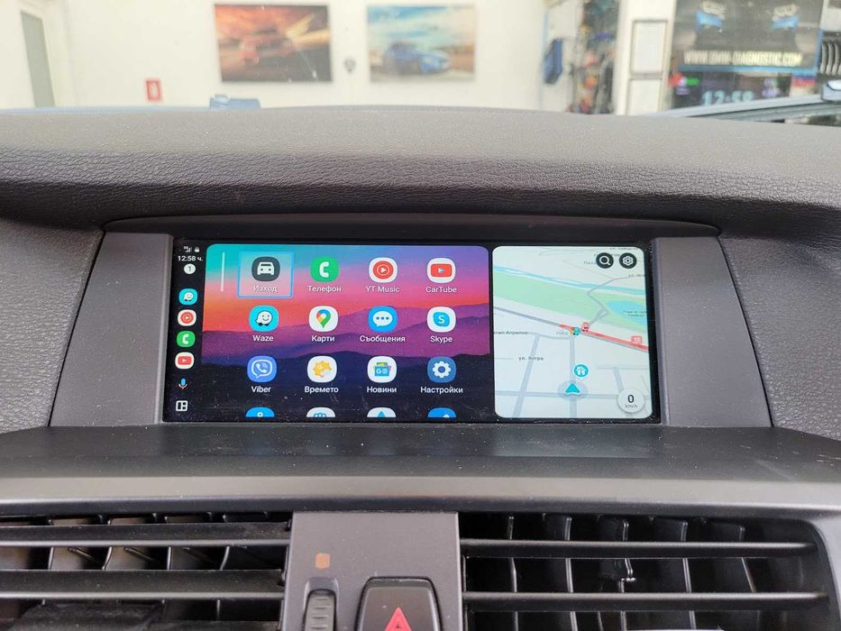 Навигация Android 14 8-ядрен 8GB RAM 128GB HDD BMW X3 F25 X4 F26 Андроид CIC NBT + Apple Carplay