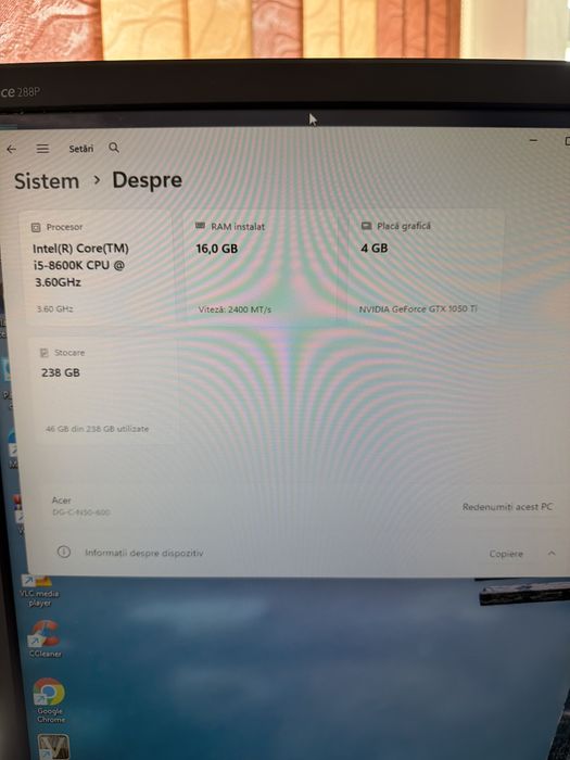 Sistem Dezktop PC i5 8K 16g  d4 256g nvme GTX1050ti 4g wifi